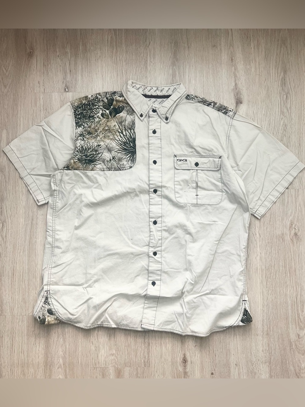 GameGuard Cactus Camouflage Fishing Shirt Mens XL Short Sleeve Outdoor Button
